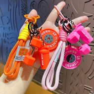 Barbell Keychain Fitness Barbell Backpack Keychain Weightlifting Keyring Silicone Weight Plate Gym B