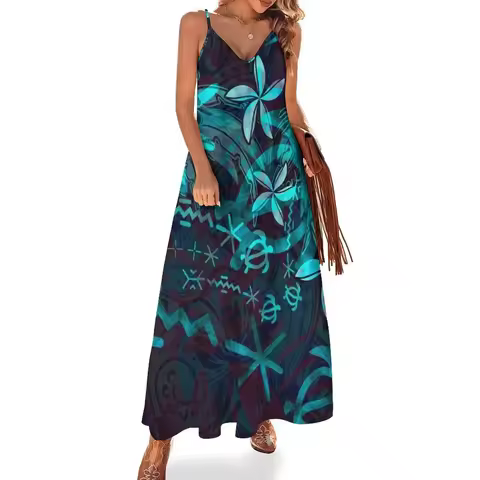 Hawaiian - Polynesian Tropical Abstract Sleeveless Dress Bridesmaid dress woman Evening gown Dress