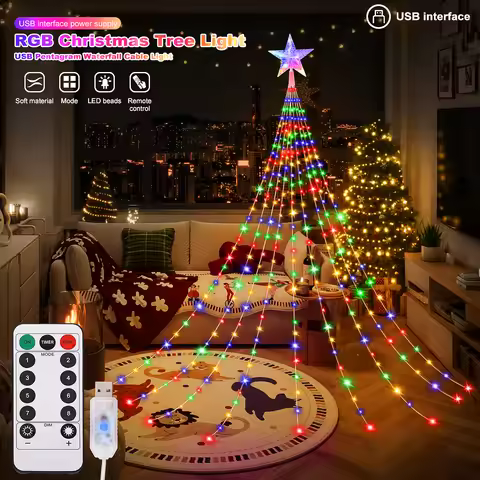 2M/3M USB Christmas Decorations Star String Lights 8 Lighting Modes Waterproof LED Fairy Lights for 