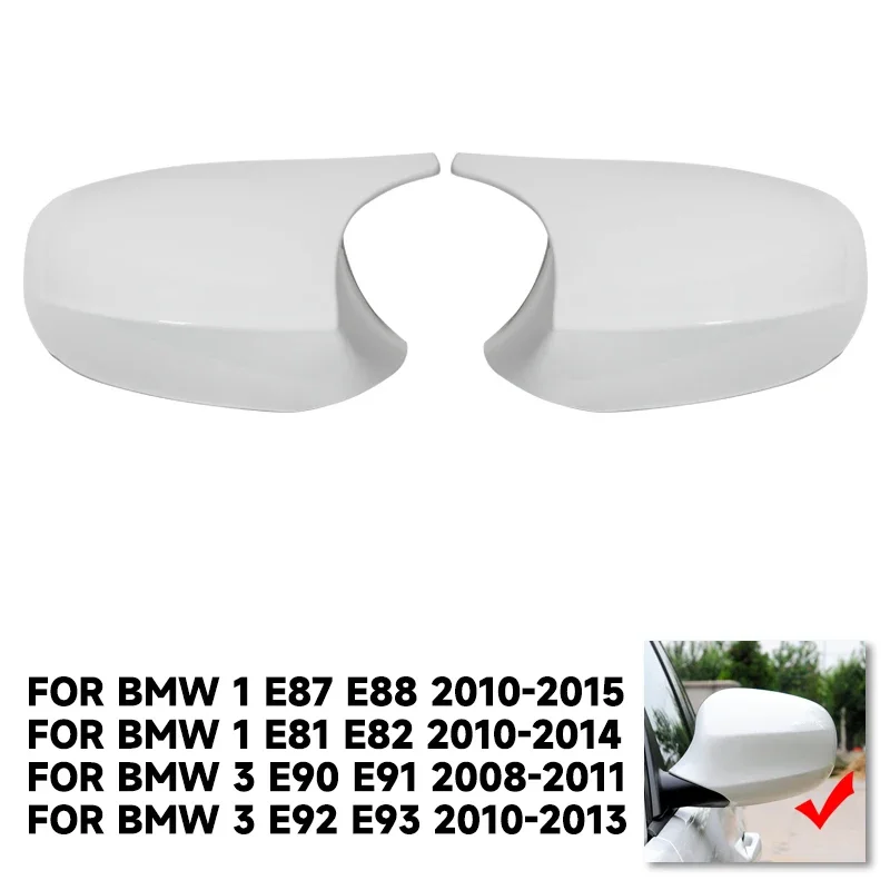 1 Pair White Replacement Rearview Side Mirror Covers Cap for BMW E90 E91 E92 E93 E81 E87 E82 E88 3 1
