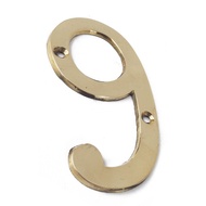 4" Brass Hotel House Address Plate Number / Brass Number Plate No. 9