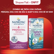 Nordic Naturals Round Square Mother Combo: Prenatal DHA for Pregnant Mothers & Baby's DHA 60ml for N
