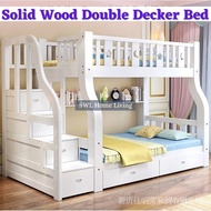 【In stock】Double Decker Bunk Bed For Kids Durable Children Solid Wood Bed Frame Cabinet Katil Adult Bunk Bed Loft Bed 孩子双层床上下床 TQ3J