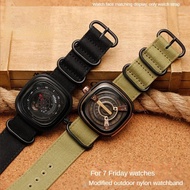 For Seven Weeks SF-T Five P Series M Series Q Series Canvas Nylon Watch Strap Waterproof Sweat-Proof