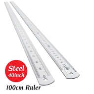 Long Ruler 100cm | 40 inch Metal Ruler Stainless Steel Ruler | 1 Meter Wood Ruler | Pembaris Kayu |