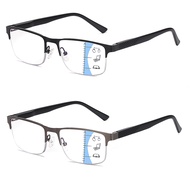 Missfive 2 Pack Mens Quality Progressive Multifocus Reading Glasses Blue Light Blocking, Man Spring