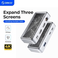 ORICO USB C Expansion Dock Type C to 4K60Hz DP HDMI Com 3 Different displays RJ45 PD 7 in 1 multiaud