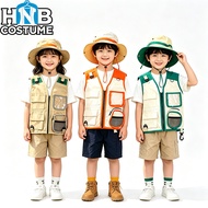 Carrer Explorer Vest and Hat Costume for Kids Outdoor Adventure & Hunting Halloween Cosplay Roleplay