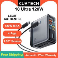 Original CUKTECH 10 Ultra 120W Super Power Charger GaN AD1204U with Screen Multi Port Fast Charger