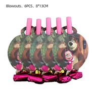 6pcs Gabbys Dollhouse Martha and the Bear Encanto  Blow Dragon Whistle Cartoon Children's Toys  Boy 