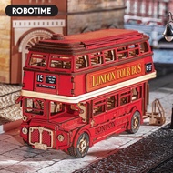 [Local Stock] Robotime-ROKR 3D Puzzle Toys Wooden Puzzle Adult Birthday Gift London Tour Bus TGM02