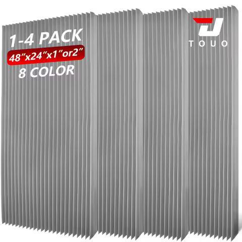 TOUO Acoustic Panels Noise Absorbing Wedge 47.2"x23.6" 1-4Pack Foam Soundproof Wall Panels for Podca