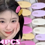 1-4Pcs Oval Shaped Resin Hair Clips - Candy Color Geometric Hairpins - Dopamine, Sweet, Y2K - Side B