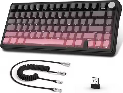 ATTACK SHARK X85 Wireless Mechanical Gaming Keyboard with Knob,Hot Swap Side Print PBT Keycaps Gaske
