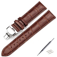 ♗✌ 19mm 20mm 21mm For PRC200 T17 T41 T461 High Quality Silver Butterfly Buckle Brown / Black Genuine Leather Watch Bands Strap