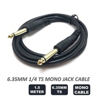 6.35mm 1/4 Inch Instrument Cable 6.35mm Mono Jack TS 1.5m Speaker Cable