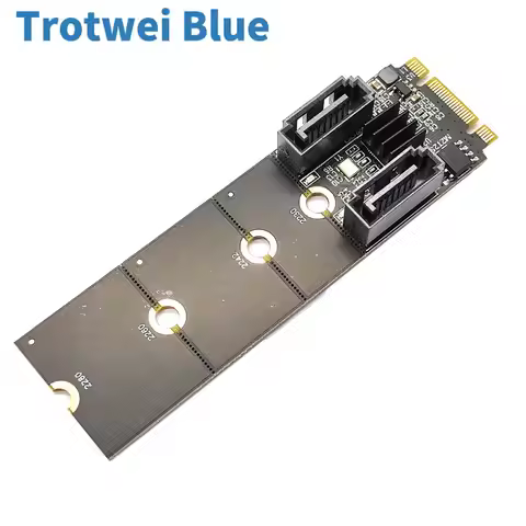 SATA to M.2 Adapter NVME to SATA 2 Port Converter M2 PCIe Key M+B 6Gbps SSD SATA3.0 Adapter Expansio