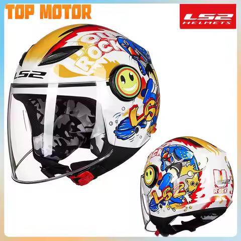 Original LS2 OF602 Children Motorcycle Helmet Cartoon Half Helmet Summer Kids Safety Helmet Protecti