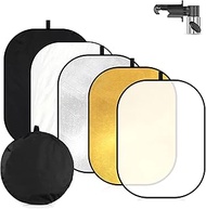 soonpho 59x79 inches/150x200 cm Collapsible Light Reflector 5-in-1 Translucent/Gold/Silver/Black/Whi