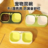 | 【bekas makanan kucing besar】 | ♞Pet Bowl Eat Drinking Dual-Use Separate Double Bowl Cat Bowl Pet S