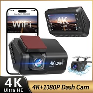 4K WIFI Dash Cam 2160P+1080P Car DVR Front and Rear Dual Lens Auto Car Camera with Night Vision 24H 