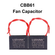 Fan Capacitor CBB61 Capacitor Fan - Capasitor Kipas Kapasitor Kipas - 1uF 1.2uF 1.5uF 1.8uF 2uF 2.2u