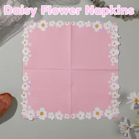 20Pcs/Lot Disposable Daisy Flower Napkins Flower Print Decorative Thickened Paper Towel 33x33cm Pape