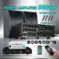 2000W Bluetooth 50 Channel Audio Power Amplifier HiFi AV Amp Speaker with Remote Control and 2 Speak