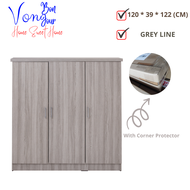 Von Bonjour DUBLIN 3 Door Low Wardrobe / Almari Baju / Cloth Cabinet / Kabinet Baju / Children Wardr