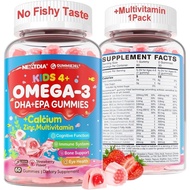 Omega 3 (EPA/DHA) Filled Gummies for Kids with Multivitamin, Calcium + D3 + K2 + Zinc, Plus Vitamin 