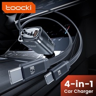 Toocki 105W Dual Retractable Cable 4-in-1 Car Charger PD 45W/30W High Speed Charging With Intelligen