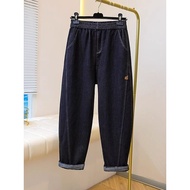 Autumn Winter 2026 New Style Fleece Lining Jeans Plus Size Women's Clothing Fat mm Small Loose Thick