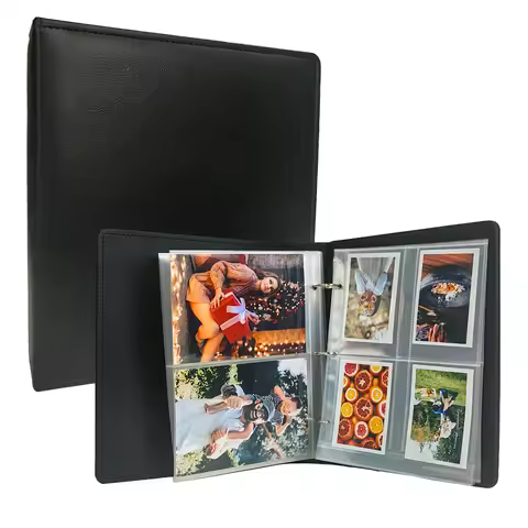 PLRBOK A5 Premium PU Leather 3-Ring Insert Photo Album - Matte Textured Binder Cover,Single-Sided Tr