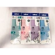 DOLPHIN DOODLE HEXAGONAL SHAPE PASTEL COL 12+2  DOL-PA2B14 2B PENCIL (4 COLOUR CAN CHOOSE)