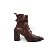 M&T - Women's High Heels Croco Leather Ankle Boots Boots Women Boots Heels Women