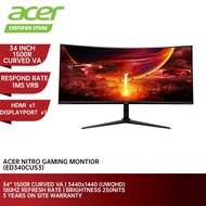 ACER Nitro ED340CUS3 Gaming Monitor - 34" UWQHD/1500R Curved VA/180Hz/250NITS/1ms(VRB)/2*2W SPR/DP/H