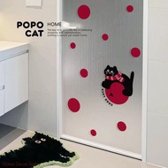 Cartoon Red Polka Dot Cat Decoration Electrostatic Sticker Waterproof Glass Door Anti-collision Stic