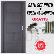 Pintu Minimalias Moderen HDF Seris | 1 Set Pintu Plus Kusen Alumunium