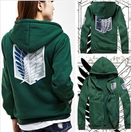 Jaket Anime Attack On titan Hoodie Zipper Hijau Terbaru Terlaris
