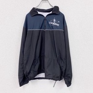 黑色和綠色古著的半拉鍊套頭防風夾克，小號