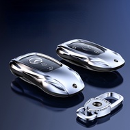 For Mercedes Benz C E-Class GLC GLA GLB GLS A200 C200 Zinc alloy Silver Car Key Case Keyless Cover Key Shell Car Accessories