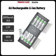 PHOTOOLEX&imuto AA Lithium-ion Rechargeable Batteries 2000mwh 1.5V 8pcs Pack with Slim Charger