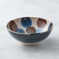 日本美濃燒 - 筆青釉繪大碗 - 點打