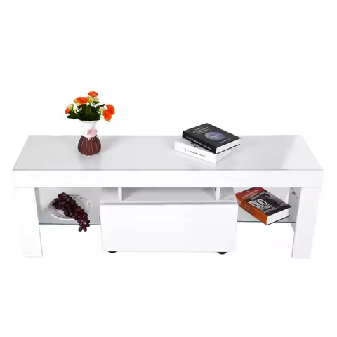 Modern TV Cabinet Modern TV Cabinet Unit Entertainment Stand with LED Strip Remote Control Home Deco