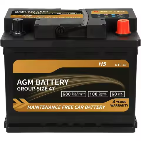 Platinum AGM Battery BCI Group 47-12v 60ah H5 Size 47 Automotive Battery, 100RC, 680CCA, 36 Months W