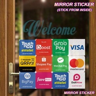 E-wallet Mirror Stickers, Malaysia E-wallets Mirror Stickers, E wallet accepted here