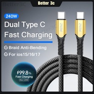 10A Type C to Type C Fast Charging Data Cable Nylon High-Density Braid Cord 240W High Power Phone Ch