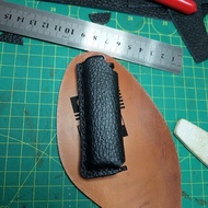 FULL COVER BLACK leather lighter case / sarung lighter cricket