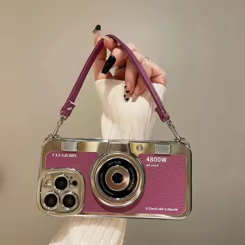 Retro Camera Emily In Paris Case For iPhone 14 15 plus 13 12 pro 11 16 Pro Max Camera Phone PU Leath