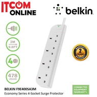 BELKIN 4-PLUGS SURGE PROTECTOR EXTENSION SOCKET 3M (F9E400SA3M)